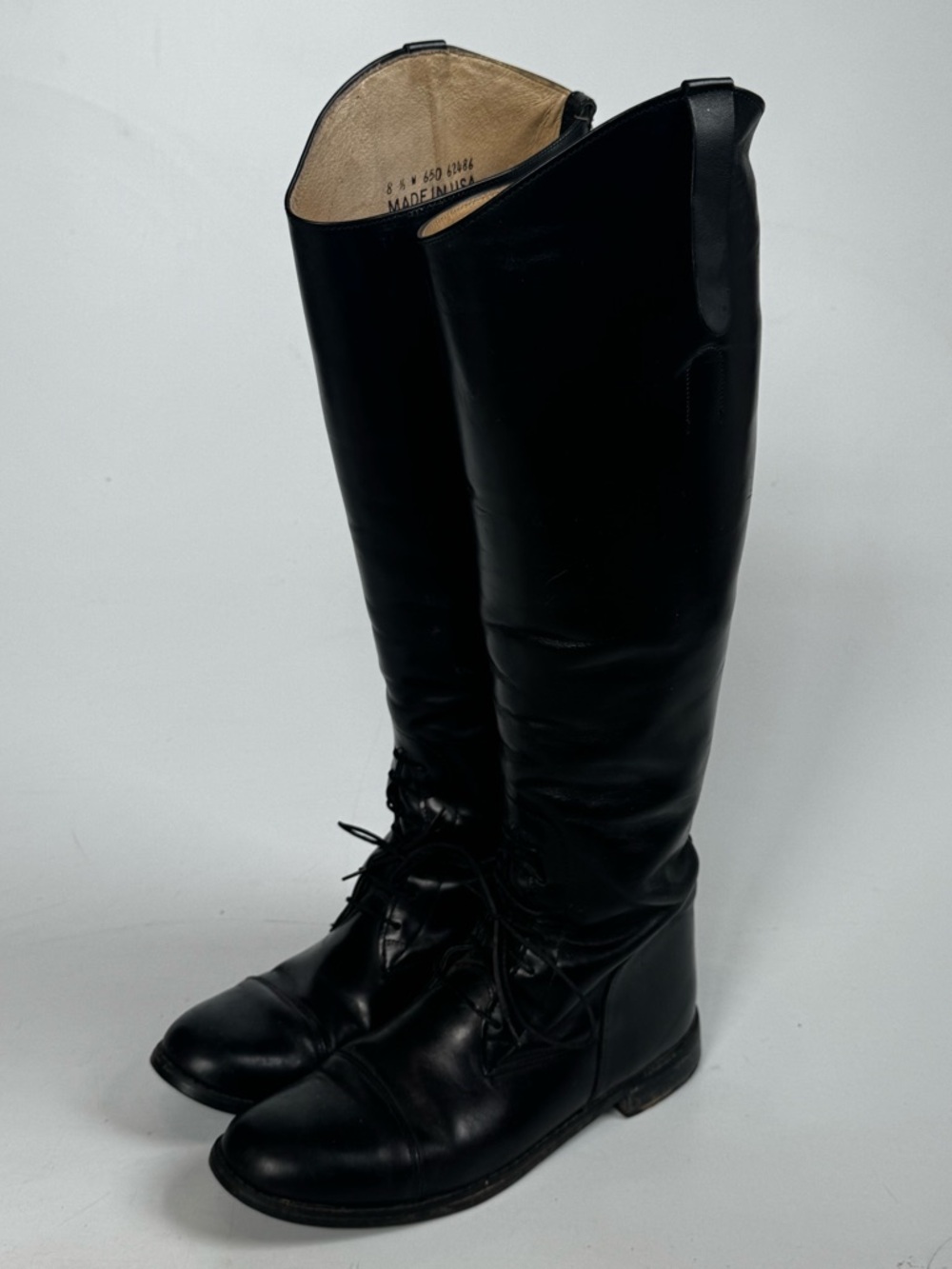 Black Tall Lace-Up Equestrian Riding Field Boots Women’s Size 8.5